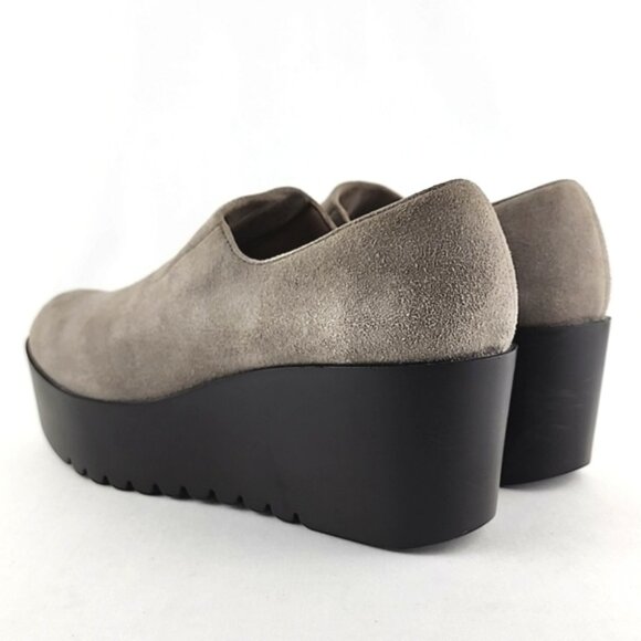 Donald Pliner Women's Cape Wedge Platform Taupe Suede Leather Loafer Size 7.5M - Picture 5 of 15